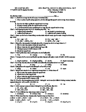Đề kiểm tra học kỳ II môn Hóa học Lớp 12 - Năm học 2016-2017 - Trung tâm GDNN - GDTX huyện Mỹ Đức